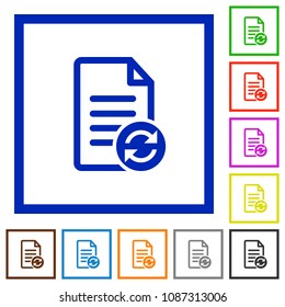 Refresh document flat color icons in square frames on white background