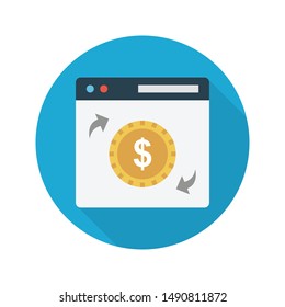 refresh dollar browser glyph flat vector icon