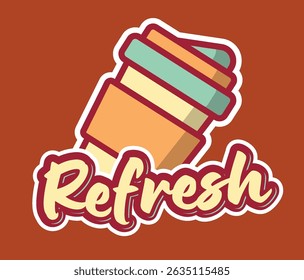 refresh editable cartoon style sticker vector