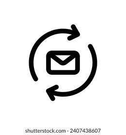 Actualizar icono de correo electrónico en el estilo de esquema de moda aislado en fondo blanco. Actualizar el símbolo de la silueta de correo electrónico para el diseño de tu sitio web, logotipo, aplicación, interfaz de usuario. Ilustración del vector, EPS10.
