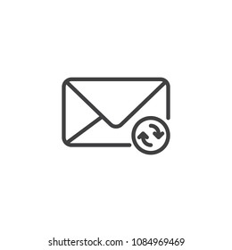 Refresh email outline icon. linear style sign for mobile concept and web design. Envelope with rotation arrows simple line vector icon. Symbol, logo illustration. Pixel perfect vector graphics