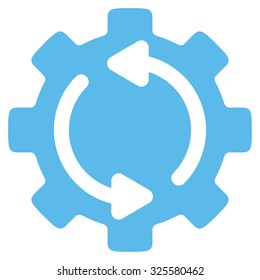 Refresh Engine vector icon. Style is flat symbol, blue color, rounded angles, white background.