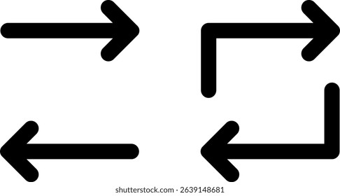 Refresh, Exchange, Recycle, Repeat and Reload Icons Set with Sync Arrow Rotation