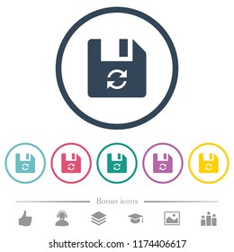 Refresh file flat color icons in round outlines. 6 bonus icons included.