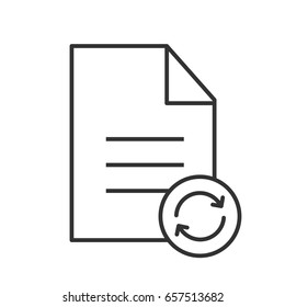 Refresh file linear icon. Thin line illustration. Document with cycling arrows contour symbol. Vector isolated outline drawing
