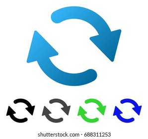 Refresh flat vector icon. Colored refresh gradiented, gray, black, blue, green pictogram versions. Flat icon style for web design.