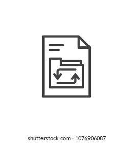 Refresh Folder file document outline icon. linear style sign for mobile concept and web design. File transfer simple line vector icon. Symbol, logo illustration. Pixel perfect vector graphics
