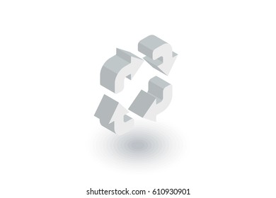 Refresh four arrows isometric flat icon. 3d vector colorful illustration. Pictogram isolated on white background