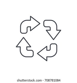 Refresh four arrows thin line icon. Linear vector illustration. Pictogram isolated on white background