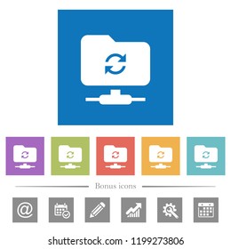 Refresh ftp flat white icons in square backgrounds. 6 bonus icons included.