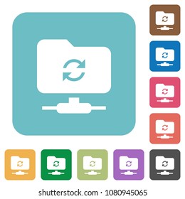 Refresh ftp white flat icons on color rounded square backgrounds