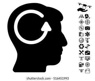 Refresh Head Memory icon with bonus nanocopter tools clip art. Vector illustration style is flat iconic symbols on white background.