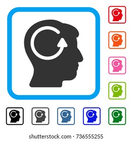 Refresh Head Memory icon. Flat grey iconic symbol inside a light blue rounded square. Black, gray, green, blue, red, orange color versions of Refresh Head Memory vector.