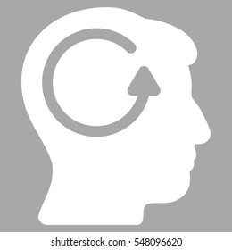 Refresh Head Memory vector pictogram. Style is flat graphic symbol, white color, silver background.
