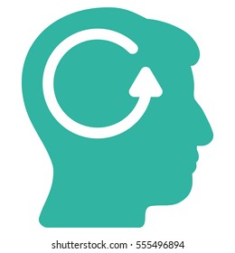 Refresh Head Memory vector pictograph. Style is flat graphic symbol, cyan color, white background.