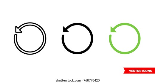 Refresh icon of 3 types: color, black and white, outline. Isolated vector sign symbol.