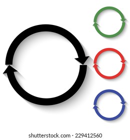 refresh icon - black and colored (green, red, blue) illustration with shadow