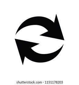 Refresh icon in black on a white background. 3d arrow recycling. Vector illustration