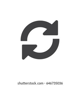 Refresh icon in black on a white background. Vector illustration