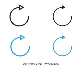 Refresh icon black and white vector outline sign