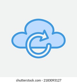 Icono de actualización en azul sobre computación en nube, uso para presentación de aplicaciones móviles en sitios web