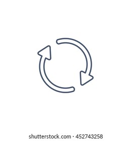 refresh icon or button in flat style with long shadow, isolated vector illustration on transparent background