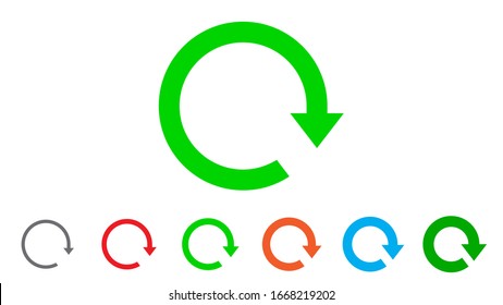 Refresh icon, circle arrow, reload sign, color isolated on white background, vector illustration.
