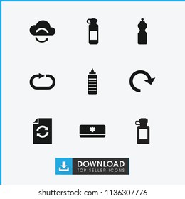 Refresh icon. collection of 9 refresh filled icons such as reload replay, air conditioner, bottle for fitness, fitness bottle. editable refresh icons for web and mobile.