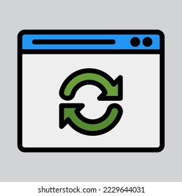 Refresh icon in filled line style about browser, use for website mobile app presentation