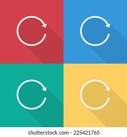 refresh icon , flat design on 4 color background