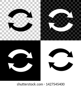 Refresh icon isolated on black, white and transparent background. Reload symbol. Rotation arrows in a circle sign. Vector Illustration