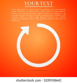Refresh icon isolated on orange background. Flat design. Vector Illustration