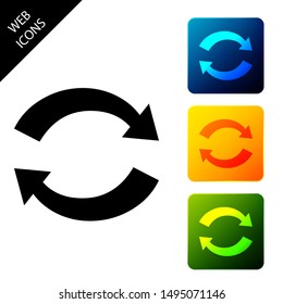 Refresh icon isolated. Reload symbol. Rotation arrows in a circle sign. Set icons colorful square buttons. Vector Illustration