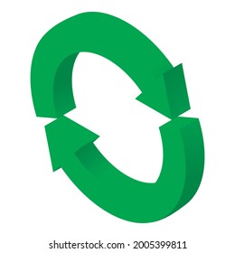 Refresh Icon Isometric Vector. Green Circular Two Arrow. Reload Cycle Sign