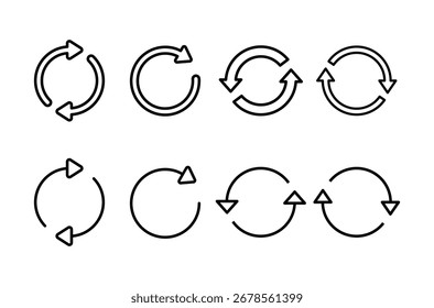 Actualizar el diseño del logotipo del icono. Recargar signo y símbolo. Icono de Actualizar.