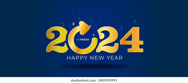 Refresh icon with New year 2024 number illustration.