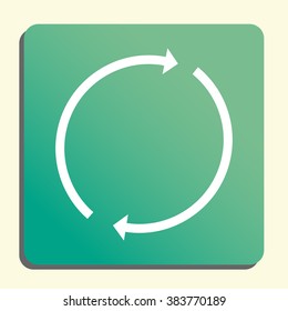 Refresh icon, on button style green background, yellow light, shadow