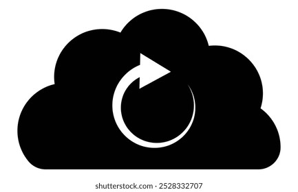 Refresh icon on cloud. Cloud sync or cloud refresh with arrow isolated on white. Try again icon animation. Vector illustration.