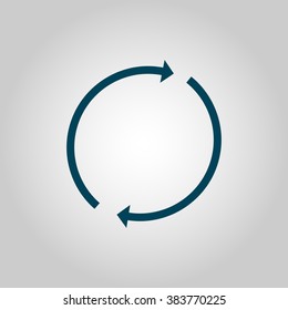 Refresh icon, on grey background, blue outline, large size symbol
