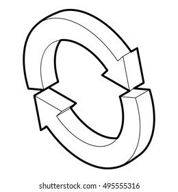 Refresh icon in outline style on a white background vector illustration