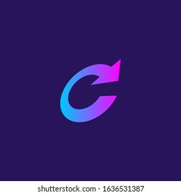Refresh icon with perspective accent.  Letter C initial logo