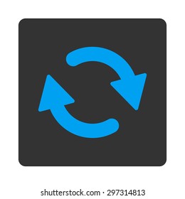 Refresh icon from Primitive Buttons OverColor Set. This rounded square flat button is drawn with blue and gray colors on a white background.