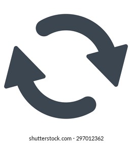 Refresh icon from Primitive Set. This isolated flat symbol is drawn with smooth blue color on a white background, angles are rounded.
