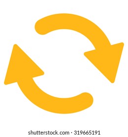 Refresh icon from Primitive Set. This isolated flat symbol is drawn with yellow color on a white background, angles are rounded.