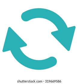 Refresh icon from Primitive Set. This isolated flat symbol is drawn with cyan color on a white background, angles are rounded.