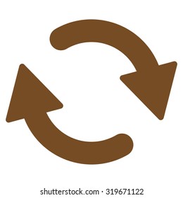 Refresh icon from Primitive Set. This isolated flat symbol is drawn with brown color on a white background, angles are rounded.