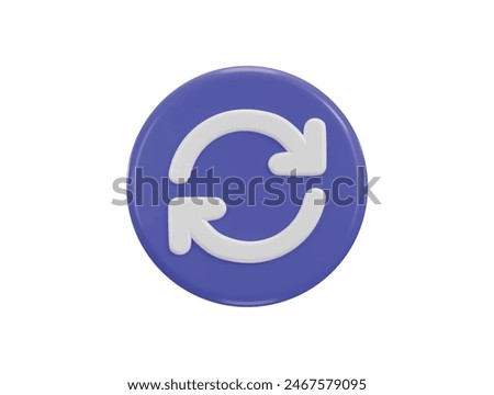Refresh Icon, Reload Icon, Rotation Arrows Symbol 3d vector icon illustration
