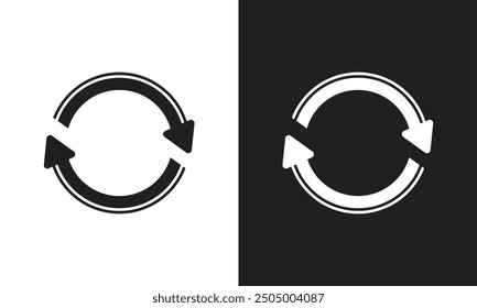 Refresh icon, reload icon ,rotation icon, update Icon vector illustration with black and white color variation