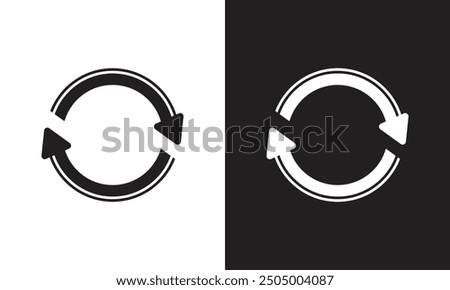 Refresh icon, reload icon ,rotation icon, update Icon vector illustration with black and white color variation