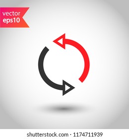 Refresh icon. Reload sign. Undo vector icon. Redo symbol. Update icon. Rotation sign. Arrow icon. EPS 10 flat symbol